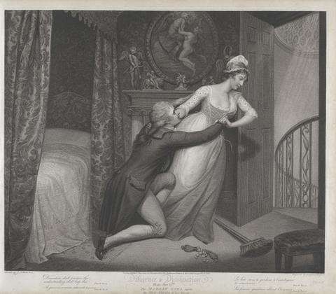 Thomas Gaugain Diligence and Dissipation: The Modest Girl rejects the Illicit Addresses of her Master (Plate 6)