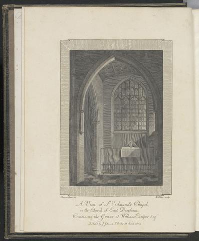 William Blake A View of St. Edmund's Chapel, in the Church of East Dereham, Containing the Grave of William Cowper Esq.