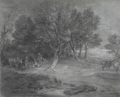 Thomas Gainsborough RA Wooded Landscape with Gypsy Encampment