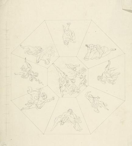 James Bruce Temple at Baalbec: Sketch of Figures to go in Medallions in the Cell of the most entire Temple of Baalbec