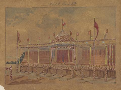 George Cressal Ellis Design for setting of Charles Kean's Richard II at the Princess's Theatre on March 12, 1857, Act 1, Scene 3