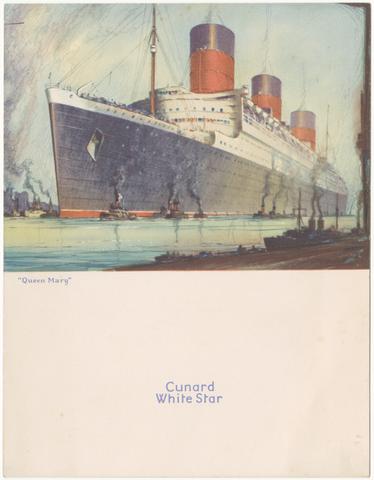 Cunard White Star, ltd. Menu :