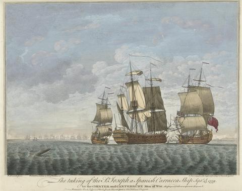 Remi Parr The taking of the St. Joseph a Spanish Carracca Ship, Sept. 23 1739, by the Chester and Canterbury Men of War, this Prize was Valued at upwards of 150,000 pounds.