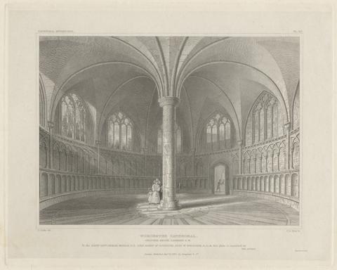 John Le Keux Worcestershire Cathedral, Chapter House looking S.W.
