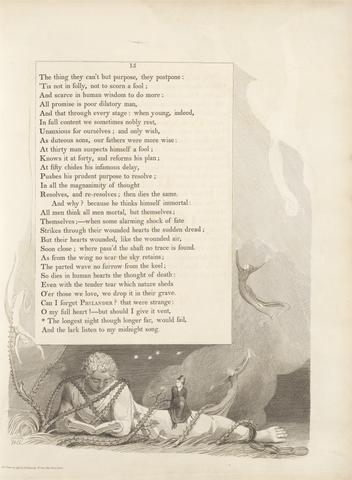 William Blake Plate 9 (page 15):' The longest night though longer far, would fail'