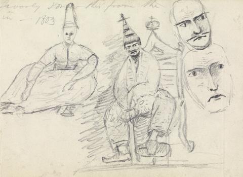 Benjamin Robert Haydon Study of Two Seated Men in Their Traditional Costume