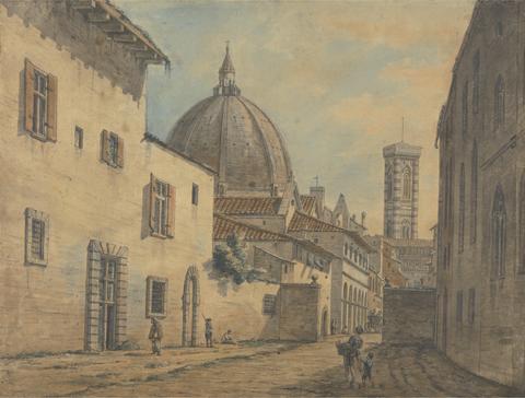 William Marlow A Street in Florence with the Duomo and Campanile in the Background