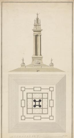 Charles Heathcote Tatham Final Design for a Naval Monument: Plan and Elevation