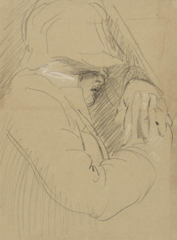 Benjamin Robert Haydon Study of a Sleeping Man, with a Hat and Clasped Hands