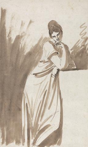George Romney Lady Leaning on a Column: (Possibly a Sketch for "Miss Woodley")