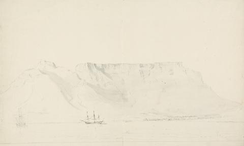 Samuel Davis Shipping Scene with Table Mountain in Background