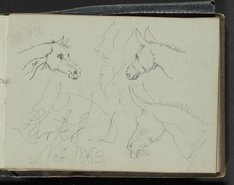 Myles Birket Foster Study of a Horse's Head and Two Donkeys