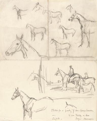 Sir Alfred J. Munnings Sketch For The Portrait of George Lambton and His Son
