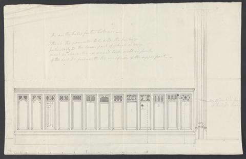 James Wyatt Cobham Hall, Kent: Design for Paneling of a Pew