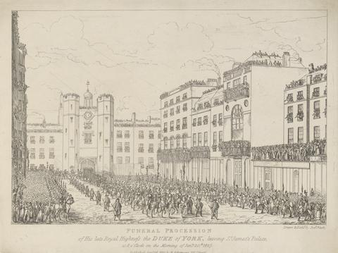 Joseph Nash Furneral Procession of His Late R. H. The Duke of York, leaving St. James's Palace