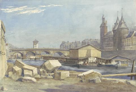 Richard Redgrave Ile de la Cité, the Pont au Change, and the Conciergerie, Paris, 1837