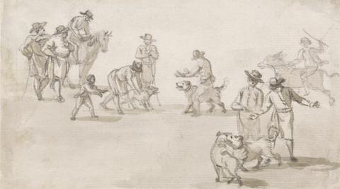 Paul Sandby RA Group of Figures: A Dogfight