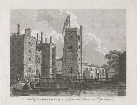 unknown artist View of Lambeth Church from the Thames at High Water