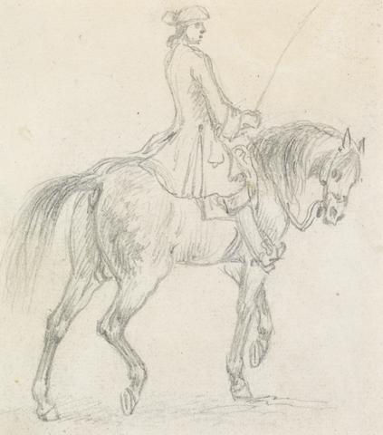 James Seymour Horse with Rider Wearing Tricorne Hat, Walking to Right