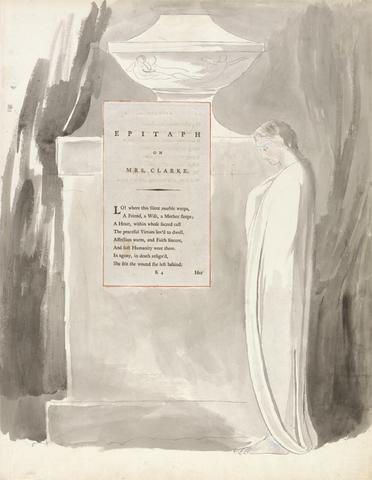 William Blake The Poems of Thomas Gray, Design 103, "Epitaph on Mrs. Clarke."