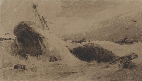 François Louis Thomas Francia Wrecked Ship in a Stormy Sea
