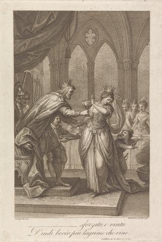 Francesco Bartolozzi RA King Alboin Forcing Rosamund to Drink From The Skull of Her Murdered Father, Cunimund, King of the Gepids