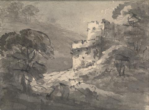 Rev. William Gilpin Landscape with a Ruined Castle on the Right