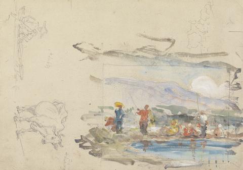 George Chinnery A Pool with Figures