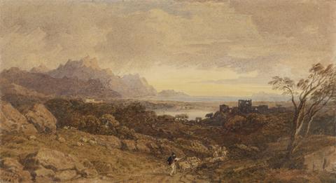 John Varley Romantic Landscape with Distant Mountains