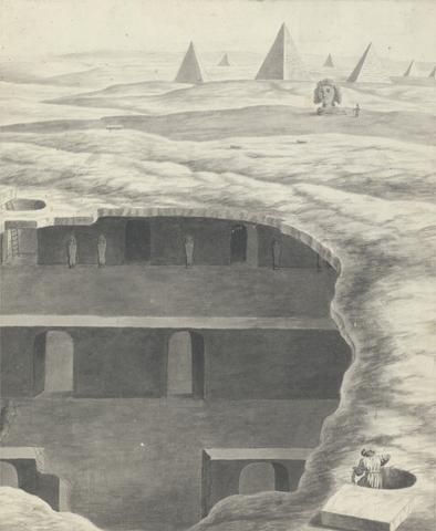 unknown artist Views in the Levant: View of Burial Chamber With Pyramids in Background