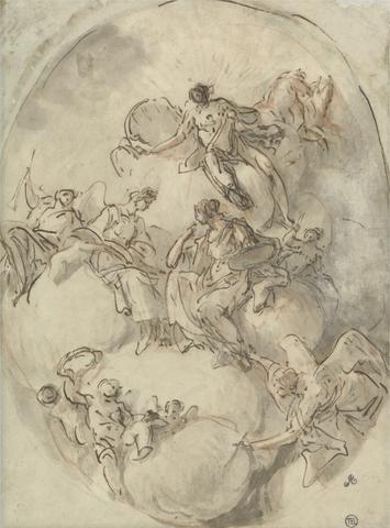 Domenico Mondo Study for Ceiling: Apollo and other Figures
