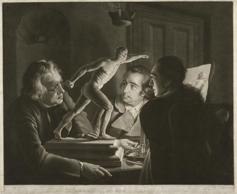 William Pether Three Persons viewing the Gladiator by Candlelight