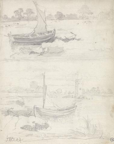 James Ward Studies of Boats on a Riverside