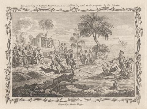 unknown artist The Landing of Captain Roger's men at California, and their reception by the Natives