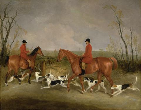 Richard Barrett Davis George Mountford, Huntsman to the Quorn, and W. Derry, Whipper-In, at John O'Gaunt's Gorse, near Melton Mowbray