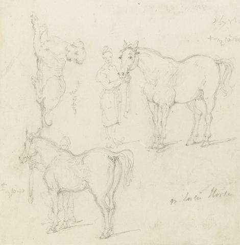 George Chinnery Studies of Horses with Chinese Grooms, and a Dog, Nov. 10, 1840
