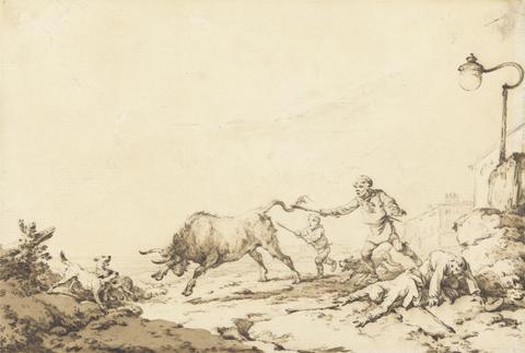 Philippe-Jacques de Loutherbourg A Bull Charging