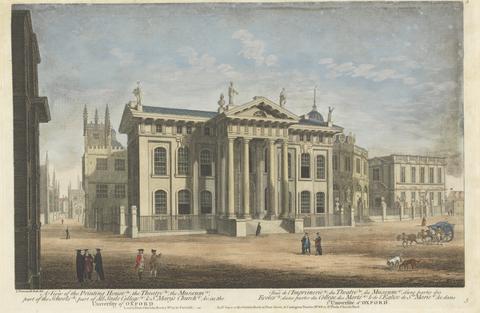 unknown artist A View of the Printing House (a), the Theatre (b), the Museum (c), part of the Schools (d), part of All Souls College (e), & St. Mary's Church (f), & c. in the University of Oxford