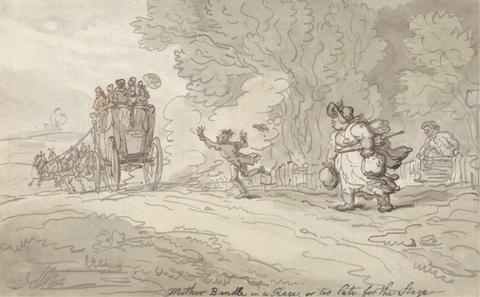 Thomas Rowlandson Mother Bundle in a Rage or Too late for the Stage