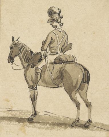 Paul Sandby RA Light Dragoon, Mounted, Facing Left