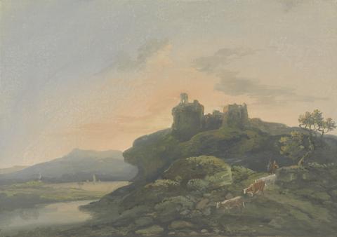 John Laporte Evening - Landscape with a Ruined Castle
