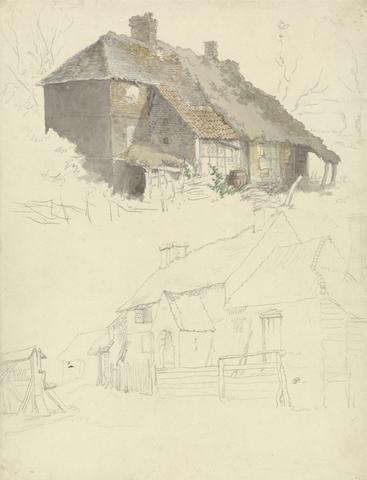Robert Hills Sketches of Cottages: Two Studies on one Sheet