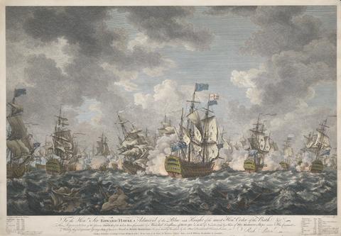 Pierre Charles Canot Representation of the Glarious Defeat of the French Fleet off Belleisle on the 20 November 1759