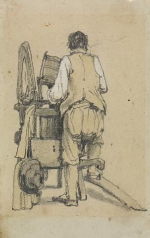 Samuel Prout A Laborer Seen From Behind Operating a Machine