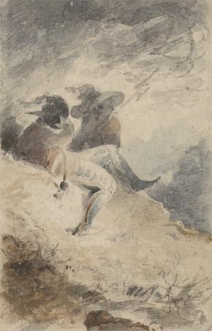 John Sell Cotman Fantastic Figures Seated on a Mound