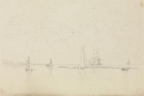 Sketch of Sailing Boats in a Harbor