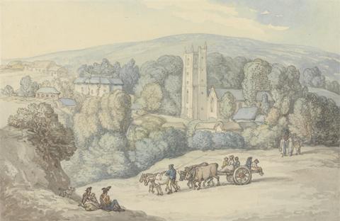 Thomas Rowlandson View of the Church and Village of St. Cue, Cornwall
