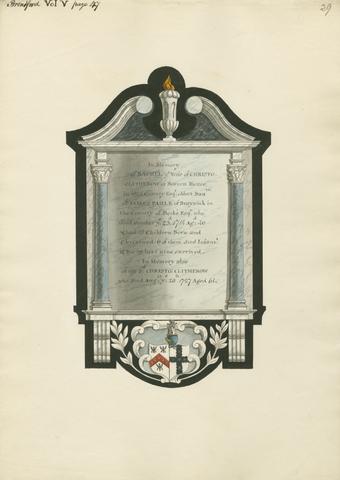 Daniel Lysons Memorial to Christopher Clitherow, Rachel Clitherow and Six of her 19 Children from Brentford