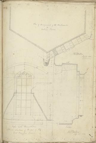 unknown artist Raglan Castle, Monmouthshire, Wales: Plan of the Barbican Tower and Elevation and Section of Window