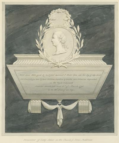 Daniel Lysons Memorial to Lady Caroline Adair, her two children, Caroline and Amelia and her husband Robert Adair form Acton Church